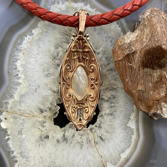 Carolyn Pollack Sterling & Brass Mother of Pearl Decorated Pendant For Women - Picture 7 of 10